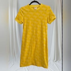 Nike Womens Bodycon Fitted Dress All Over Print Spell Out Logo Yellow Medium